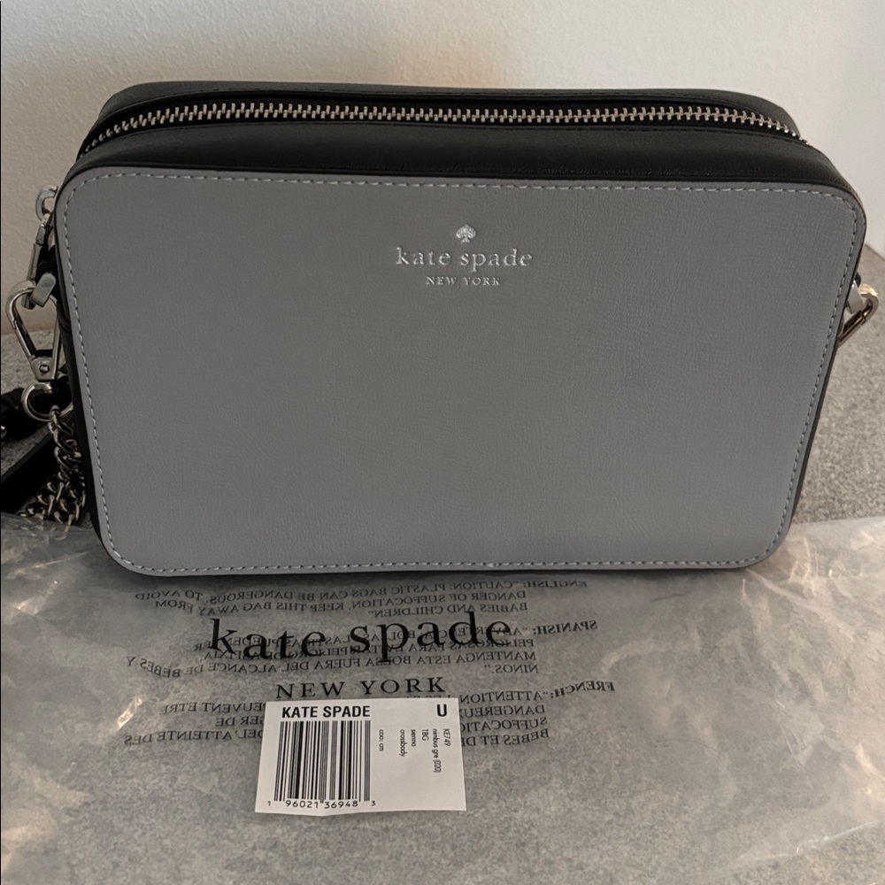 NWOT Kate Spade Nimbus Grey & Black Sienna Chain Crossbody